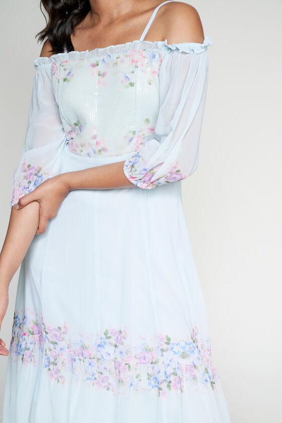 Aqua Floral High-Low Dress, Aqua, image 3